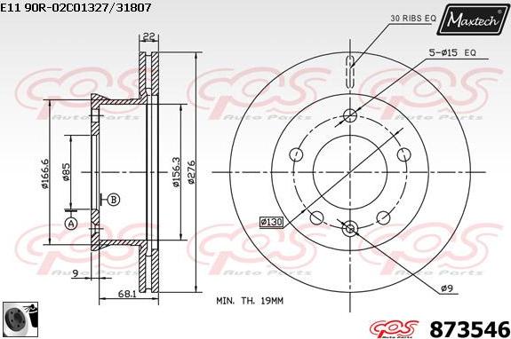 Maxtech 873091 - Гальмівний диск autocars.com.ua