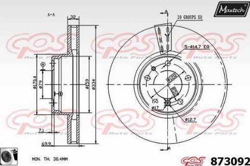 Maxtech 873092.0060 - Гальмівний диск autocars.com.ua