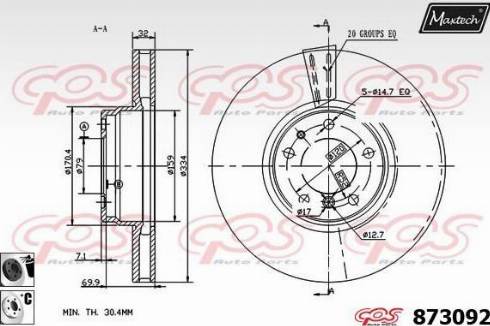 Maxtech 873092.6060 - Гальмівний диск autocars.com.ua