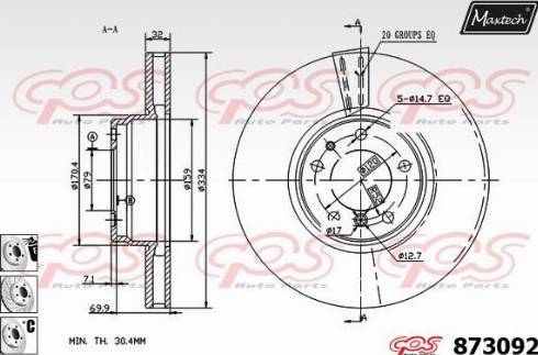 Maxtech 873092.6880 - Гальмівний диск autocars.com.ua