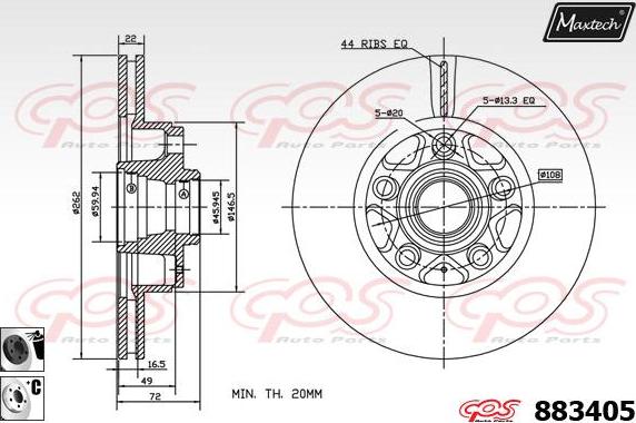 Maxtech 873093 - Гальмівний диск autocars.com.ua