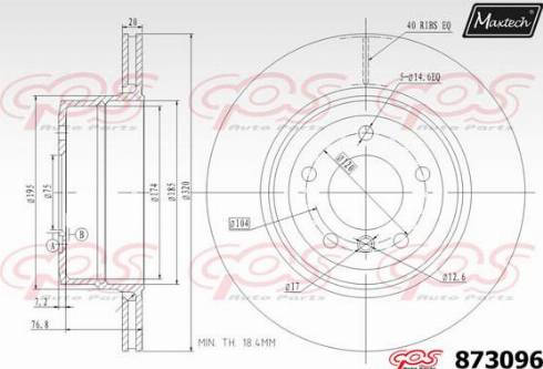 Maxtech 873096.0000 - Гальмівний диск autocars.com.ua