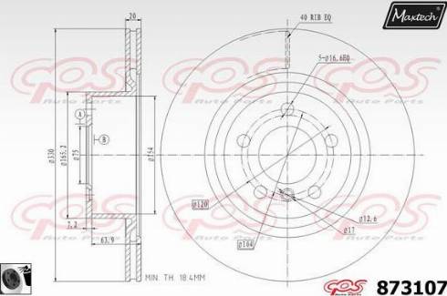 Maxtech 873107.0060 - Гальмівний диск autocars.com.ua