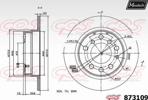 Maxtech 873109.0000 - Гальмівний диск autocars.com.ua