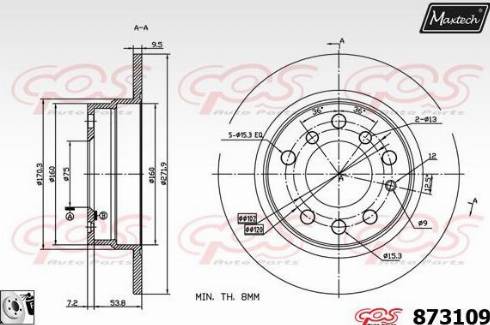 Maxtech 873109.0080 - Гальмівний диск autocars.com.ua