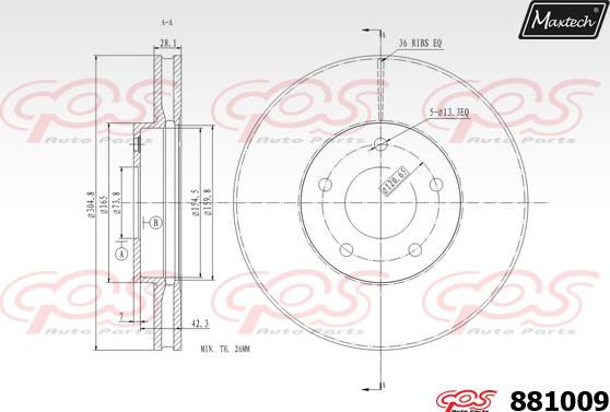 Maxtech 873109 - Гальмівний диск autocars.com.ua