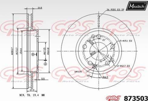 Maxtech 873503.0000 - Гальмівний диск autocars.com.ua