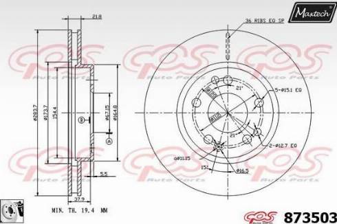 Maxtech 873503.0080 - Гальмівний диск autocars.com.ua