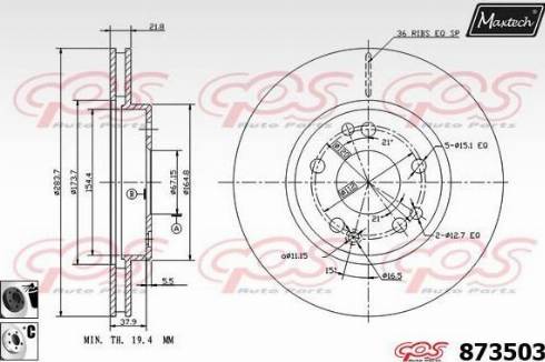 Maxtech 873503.6060 - Гальмівний диск autocars.com.ua