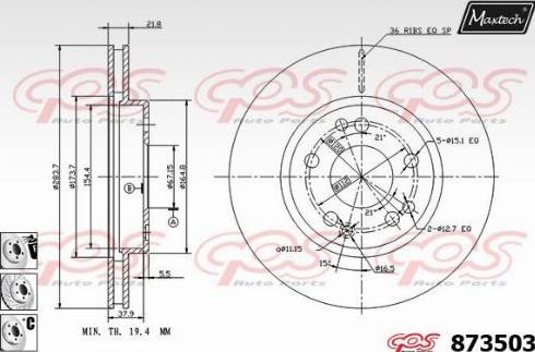 Maxtech 873503.6880 - Гальмівний диск autocars.com.ua