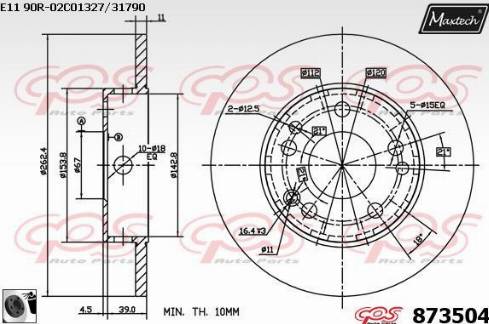 Maxtech 873504.0060 - Гальмівний диск autocars.com.ua