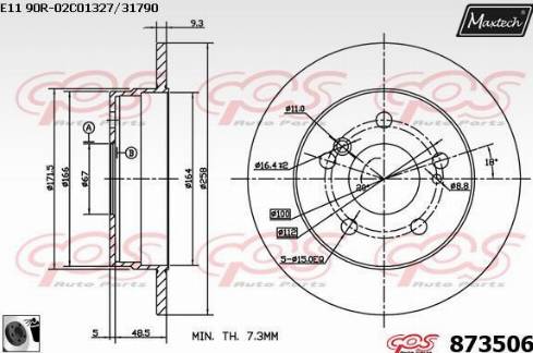 Maxtech 873506.0060 - Гальмівний диск autocars.com.ua