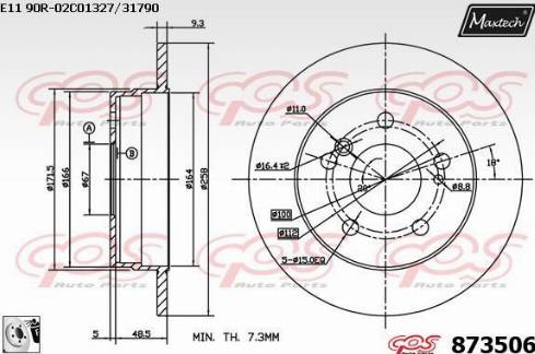 Maxtech 873506.0080 - Гальмівний диск autocars.com.ua