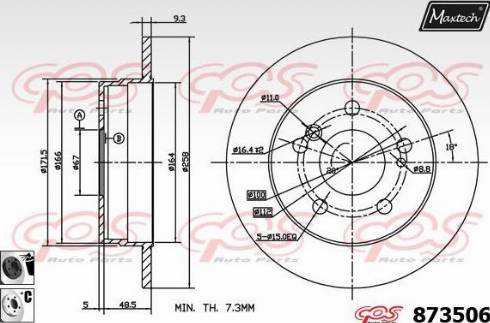 Maxtech 873506.6060 - Гальмівний диск autocars.com.ua