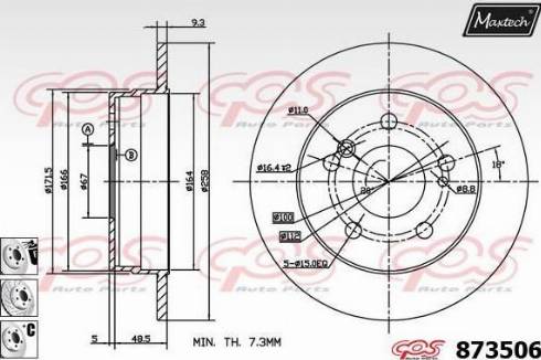 Maxtech 873506.6880 - Гальмівний диск autocars.com.ua