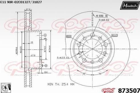 Maxtech 873507.0080 - Гальмівний диск autocars.com.ua