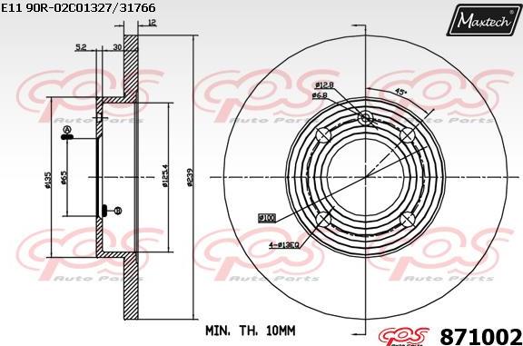 Maxtech 873507 - Гальмівний диск autocars.com.ua