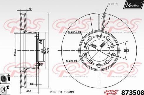 Maxtech 873508.6060 - Гальмівний диск autocars.com.ua