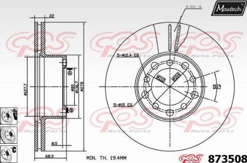 Maxtech 873508.6880 - Гальмівний диск autocars.com.ua