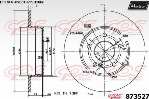 Maxtech 873527.0000 - Гальмівний диск autocars.com.ua