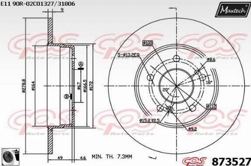 Maxtech 873527.0060 - Гальмівний диск autocars.com.ua