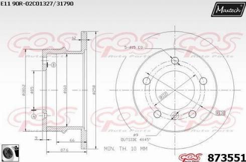 Maxtech 873551.0060 - Гальмівний диск autocars.com.ua