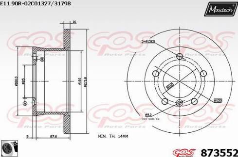 Maxtech 873552.0060 - Гальмівний диск autocars.com.ua