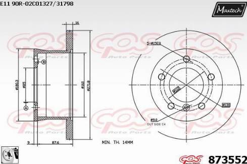 Maxtech 873552.0080 - Гальмівний диск autocars.com.ua