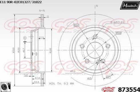 Maxtech 873554.0060 - Гальмівний диск autocars.com.ua