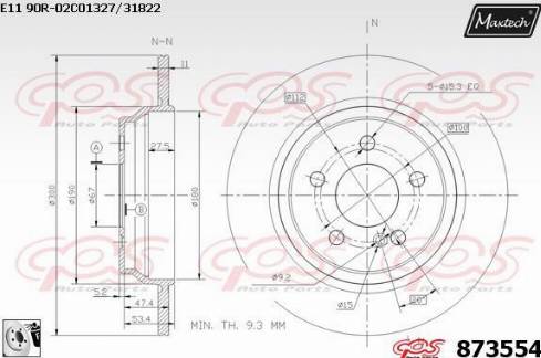 Maxtech 873554.0080 - Гальмівний диск autocars.com.ua