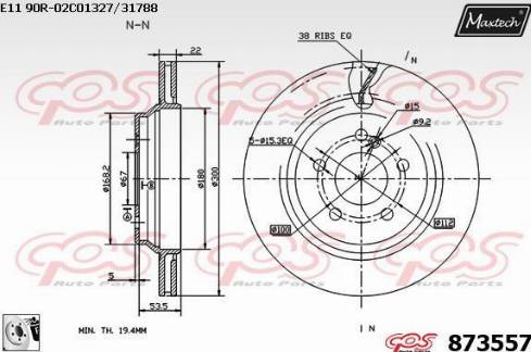 Maxtech 873557.0080 - Гальмівний диск autocars.com.ua