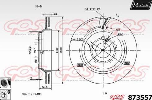 Maxtech 873557.6060 - Гальмівний диск autocars.com.ua