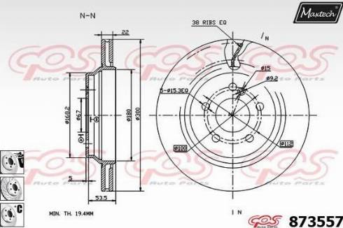 Maxtech 873557.6880 - Гальмівний диск autocars.com.ua