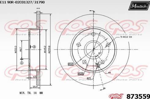 Maxtech 873559.0000 - Гальмівний диск autocars.com.ua