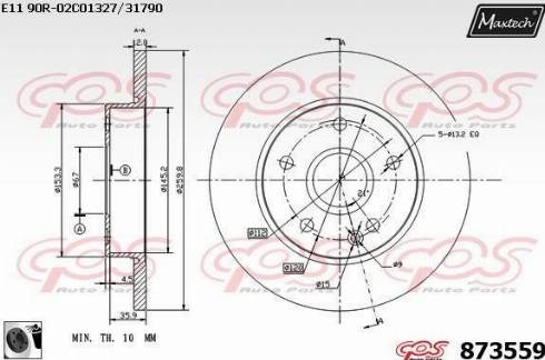 Maxtech 873559.0060 - Гальмівний диск autocars.com.ua