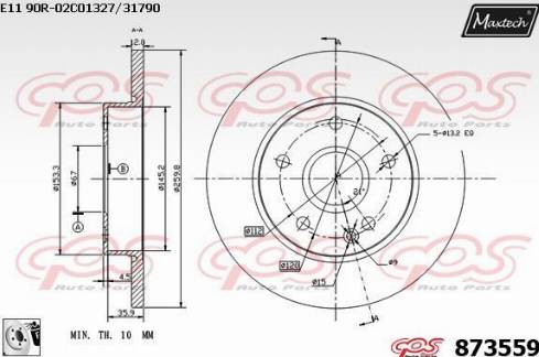 Maxtech 873559.0080 - Гальмівний диск autocars.com.ua