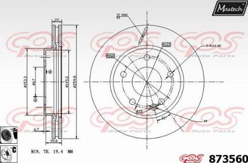 Maxtech 873560.6060 - Гальмівний диск autocars.com.ua