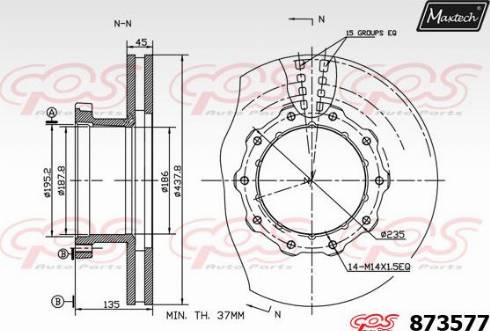 Maxtech 873577.0000 - Гальмівний диск autocars.com.ua