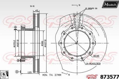 Maxtech 873577.0080 - Гальмівний диск autocars.com.ua