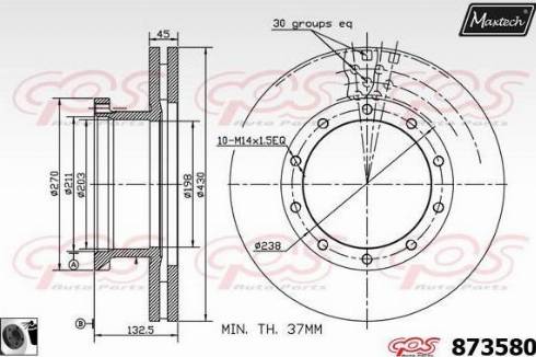 Maxtech 873580.0060 - Гальмівний диск autocars.com.ua