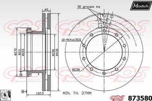 Maxtech 873580.0080 - Гальмівний диск autocars.com.ua