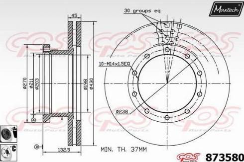 Maxtech 873580.6060 - Гальмівний диск autocars.com.ua