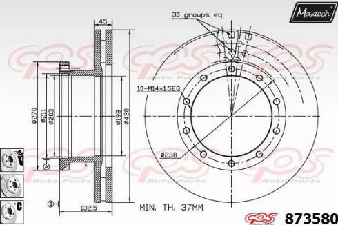 Maxtech 873580.6880 - Гальмівний диск autocars.com.ua