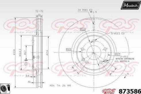 Maxtech 873586.0060 - Гальмівний диск autocars.com.ua