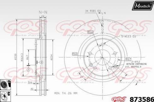 Maxtech 873586.6060 - Гальмівний диск autocars.com.ua