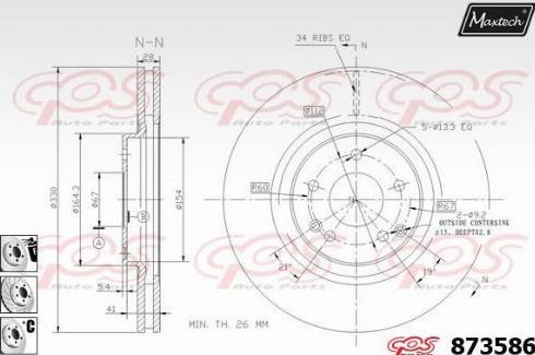 Maxtech 873586.6980 - Гальмівний диск autocars.com.ua