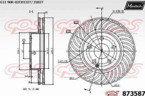 Maxtech 873587.0000 - Гальмівний диск autocars.com.ua