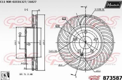 Maxtech 873587.0080 - Гальмівний диск autocars.com.ua