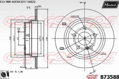 Maxtech 873588.0060 - Гальмівний диск autocars.com.ua