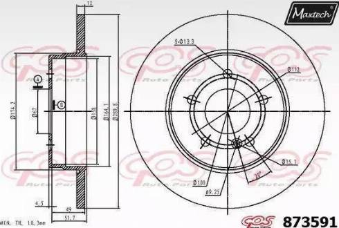 Maxtech 873591.6060 - Гальмівний диск autocars.com.ua